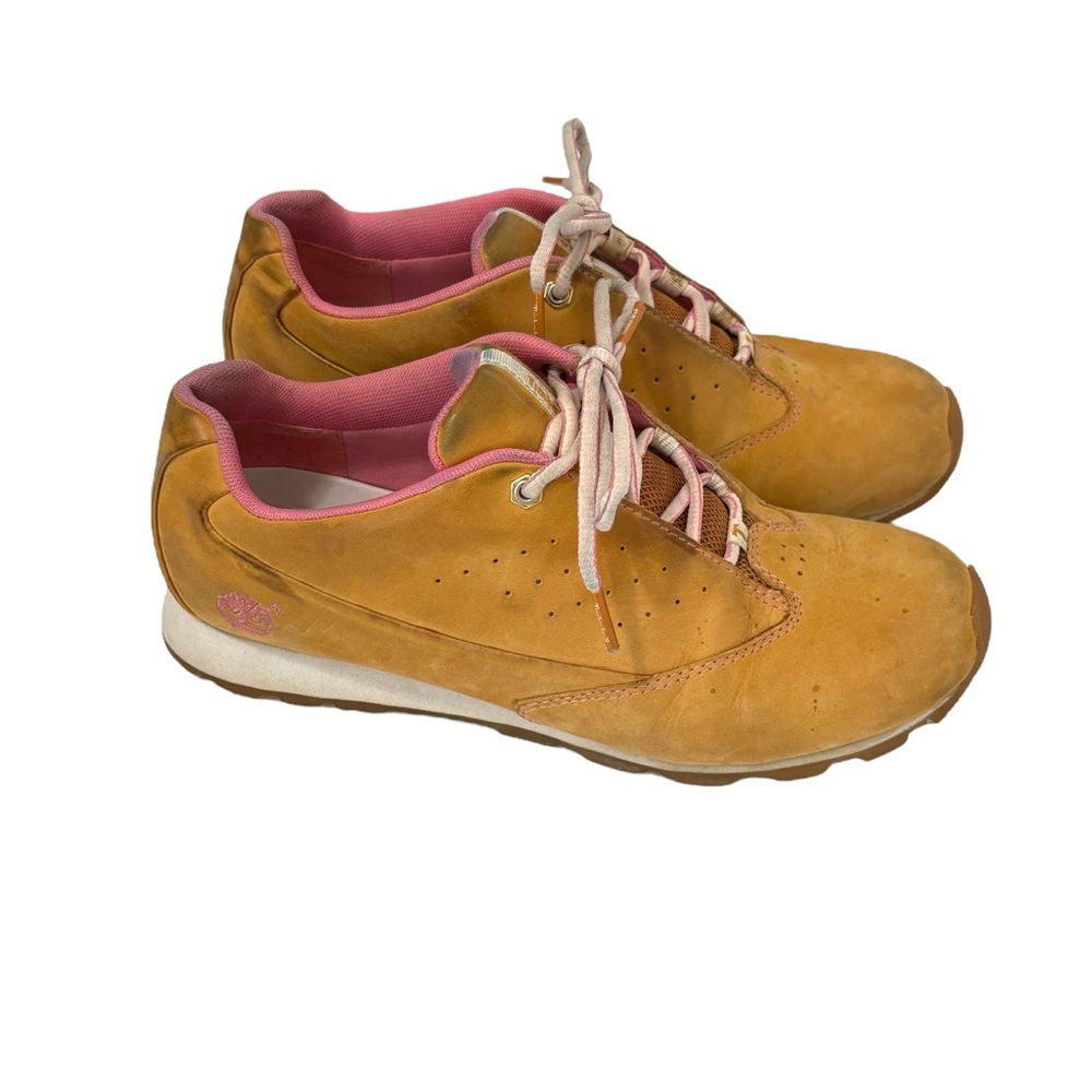 Timberland Women’s Size 8 Tan Metro Slim Camel Pink Leather Sneakers Lace Up